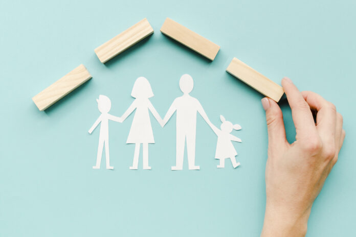 composition-family-concept-blue-background