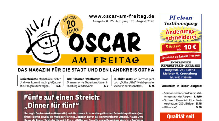 „Oscar am Freitag” für Gotha und den Landkreis, Ausgabe 8 vom 28.08.2026