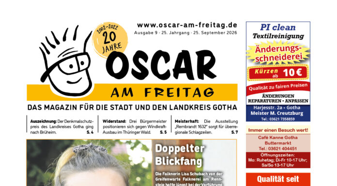 „Oscar am Freitag” für Gotha und den Landkreis, Ausgabe 9 vom 25.09.2026