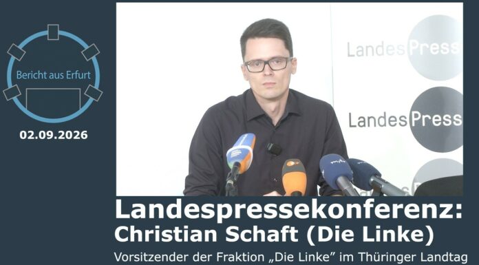 In der Landespressekonferenz: Christian Schaft, Vorsitzender der Fraktion „Die Linke“
